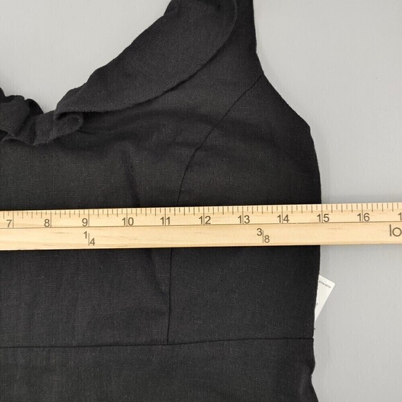 Old Navy Dress Women XS Black Jack Linen-Blend Sleeveless Ruffled Smocked Boho - Picture 11 of 14